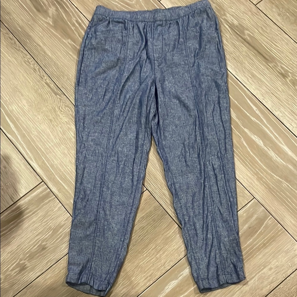 Old Navy Blue Linen Wide Leg Pants (BD)